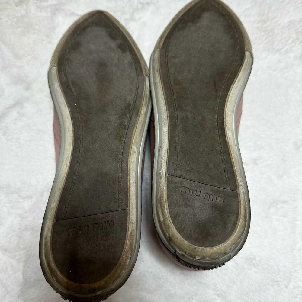 Miu Miu Blush Leather Loafers with Silver Toe-used - Picture 9 of 14